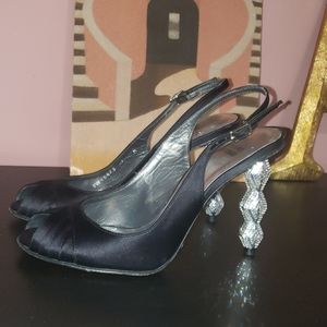 Stuart Weitzman crystal heel sling backs
